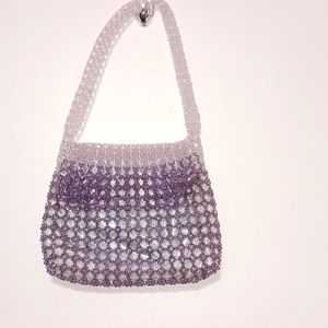 Purple Jelly Bag with zipper closure one big pocket Ombre fabric Nylon inside